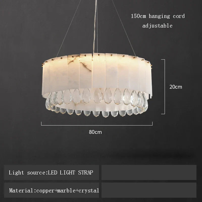 Afralia™ Crystal Marble Ceiling Chandelier LED Hanging Lamps for Dining Room