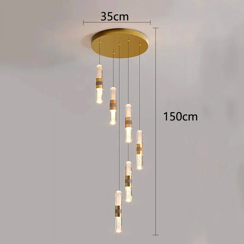 Afralia™ Crystal Chandelier Stair Pendant Lamp Living Room Pendant Lights Interior Lighting