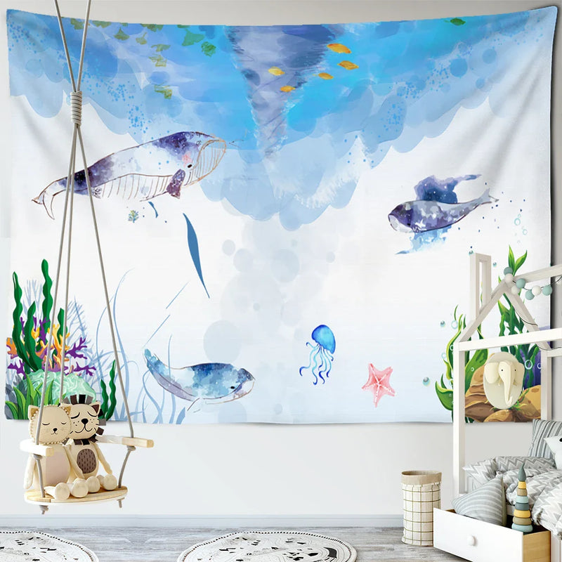 Afralia™ Dream Whale Tapestry Wall Hanging for Kids Room and Home Decor