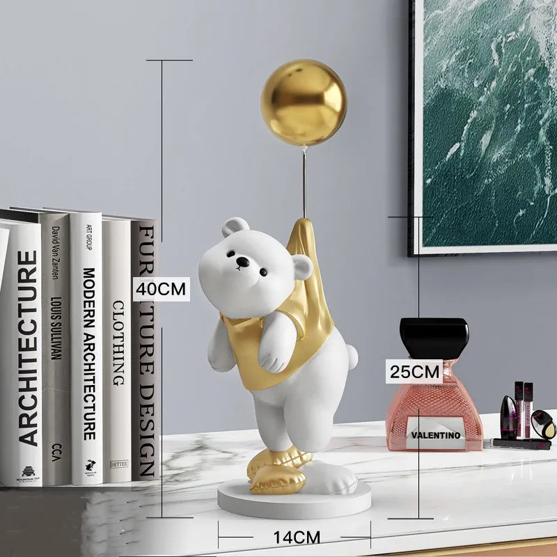 Afralia™ Balloon Polar Bear Resin Ornaments: Home Decor Craft, Office Desk Figurine sculpt