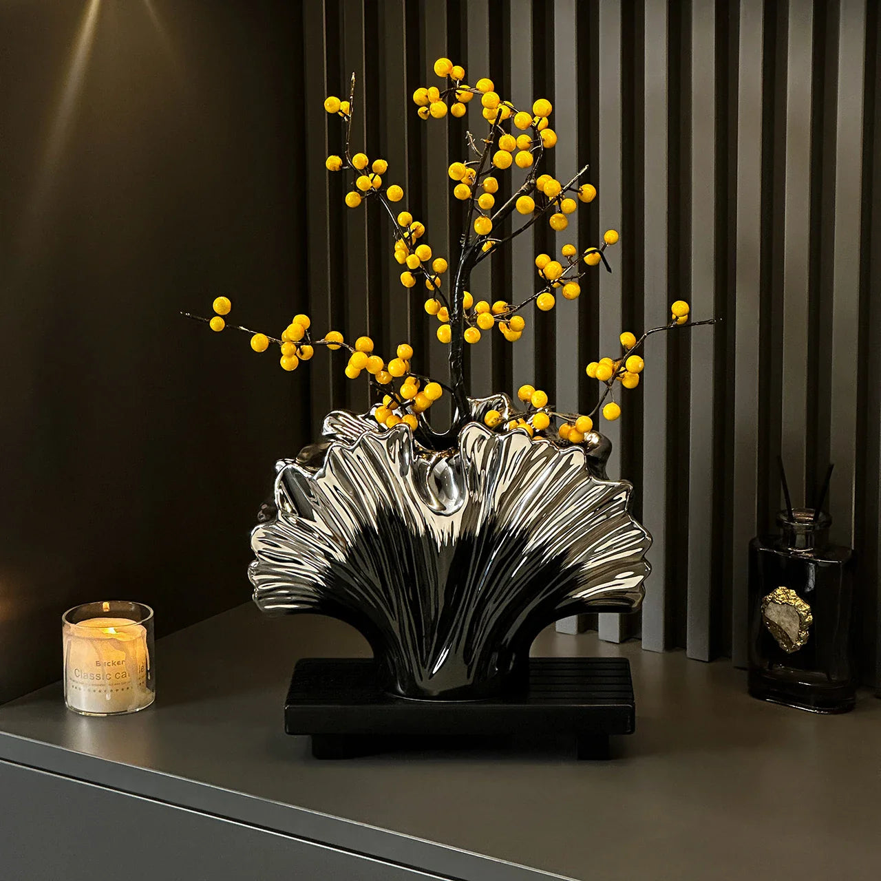 Afralia™ Silver Shell Leaf Vase - Home Decor Accessory