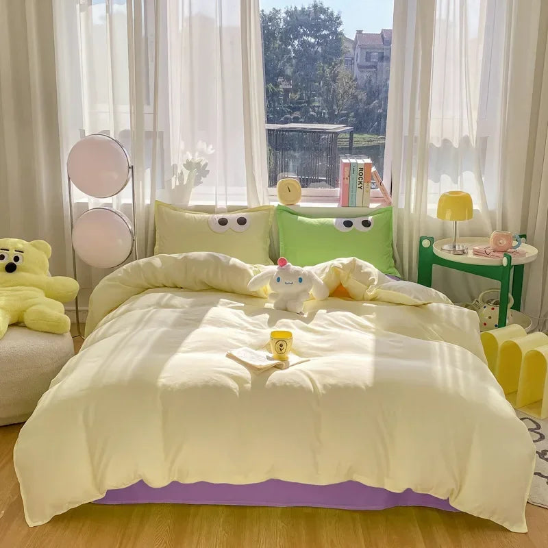 Afralia™ Striped Printed Cotton Bedding Set for Twin/Double Size Beds