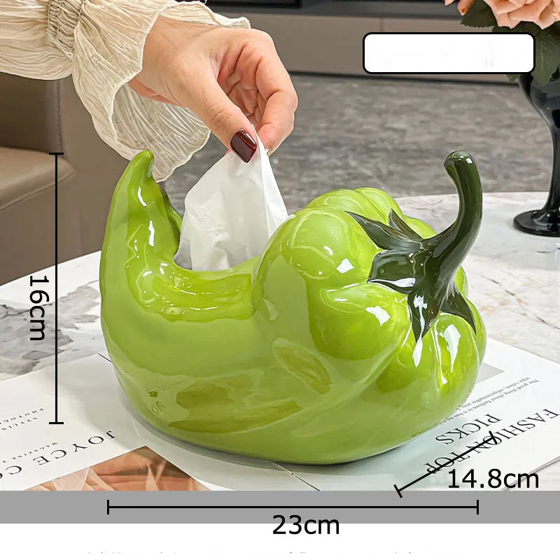 Afralia™ Ceramic Chili Tissue Box Desk Decoration & Paper Towel Case