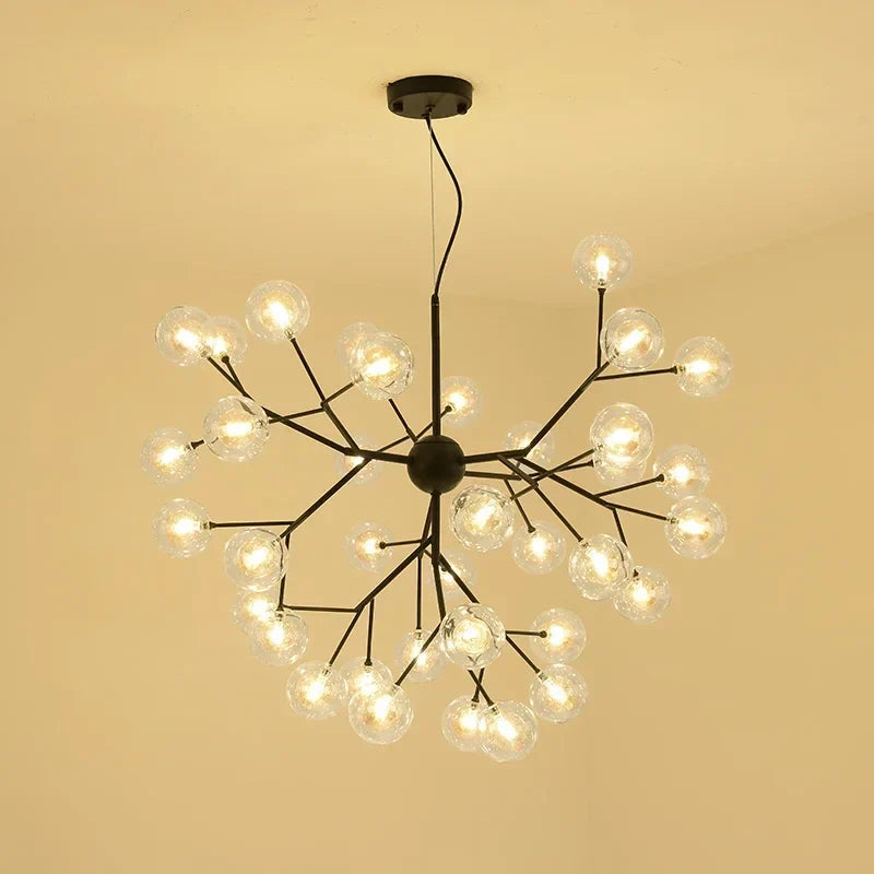 Afralia™ Heracleum Firefly Glass Round Ball Chandelier - Luxury Staircase Dining Room Lighting
