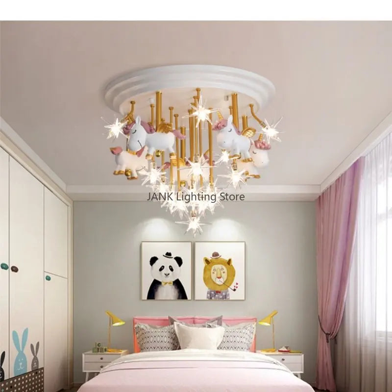 Afralia™ Pegasus Soldier Kids Ceiling Lamp LED Eye-Care Bedroom Decor