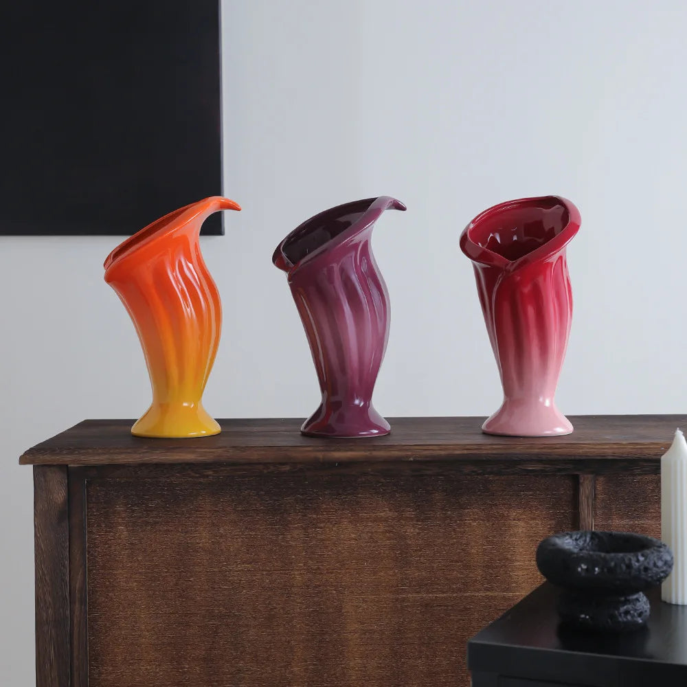Afralia™ Calla Lily Gradient Ceramic Vase Handicrafts Home Decoration