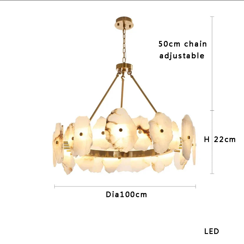 Afralia™ White Marble Copper Pendant Light Modern Chandelier for Dining Room