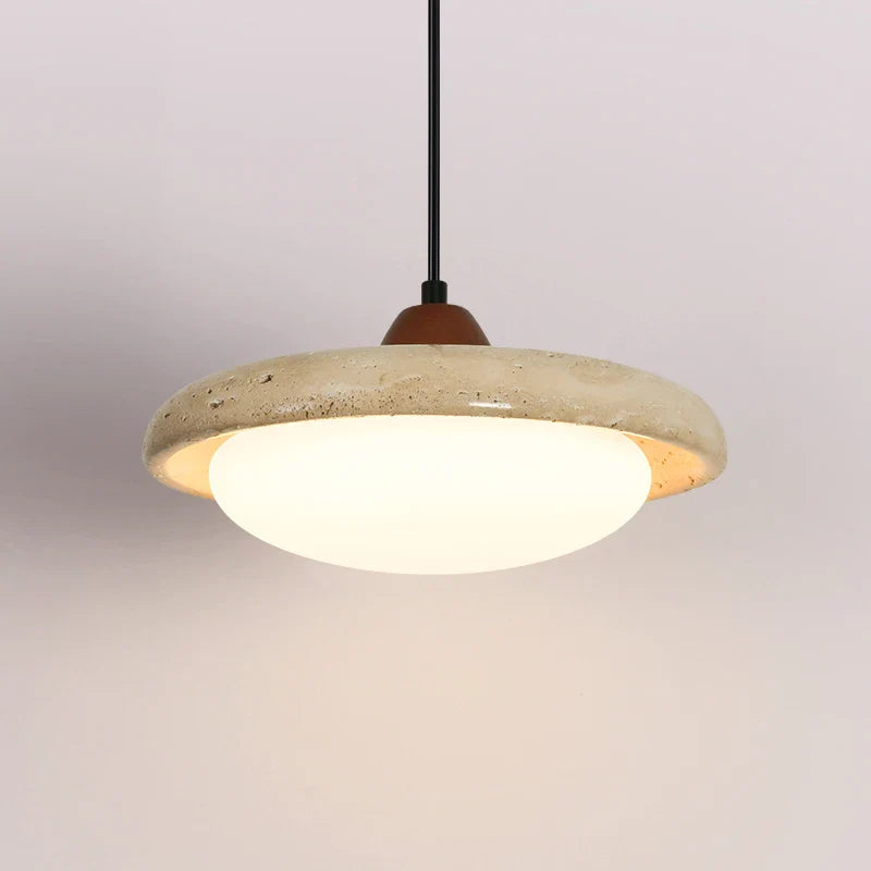 Afralia™ Yellow Travertine LED Pendant Light Fixture Glass Nordic Modern Hanging Lamp