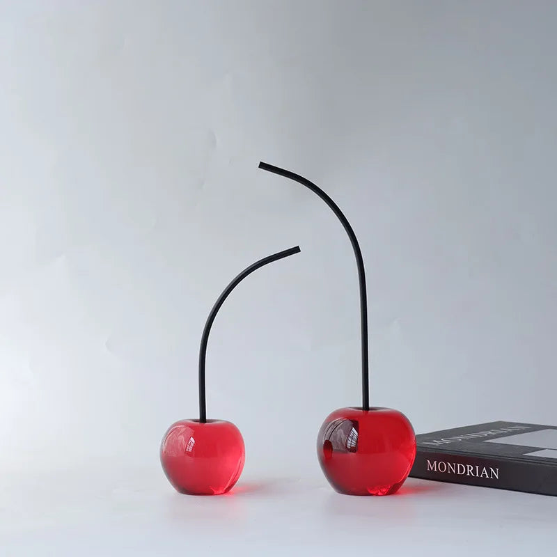 Afralia™ Red Cherry Apple Ornament Home Decoration Accessory