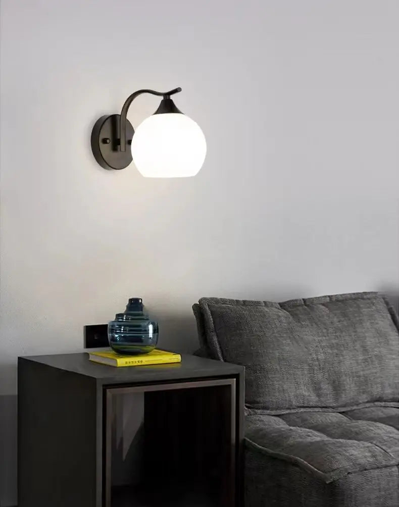 Afralia™ White Glassshade Wall Lamps: Minimalist Nordic LED Sconce for Living Room Bedroom Aisle