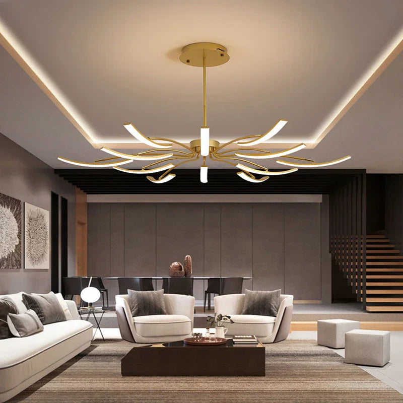 Afralia™ Modern Adjustable LED Ceiling Chandelier - Gold/Black/White for Home Decor