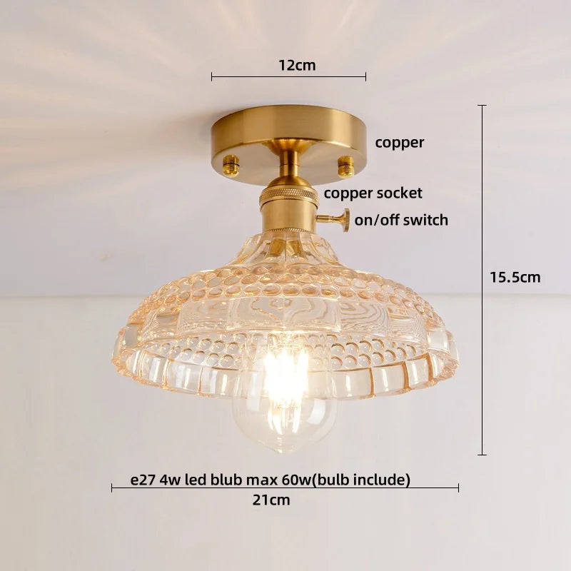 Afralia™ Amber Glass LED Ceiling Lights Modern Nordic Kitchen Living Room Lighting