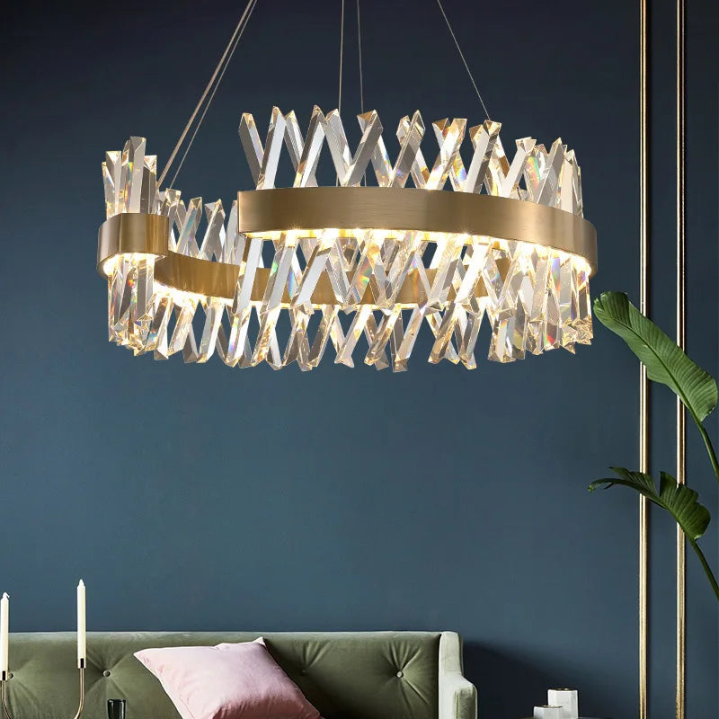 Afralia™ Gold Metal S Shape Lustre LED Pendant Lamp for Luxe Living & Dining Spaces