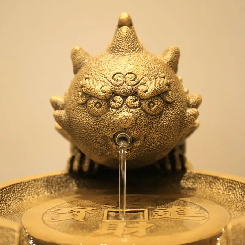 Afralia™ Chinese Style Wealth Attracting Ornaments for Living Room, Office, Desktop Fountain