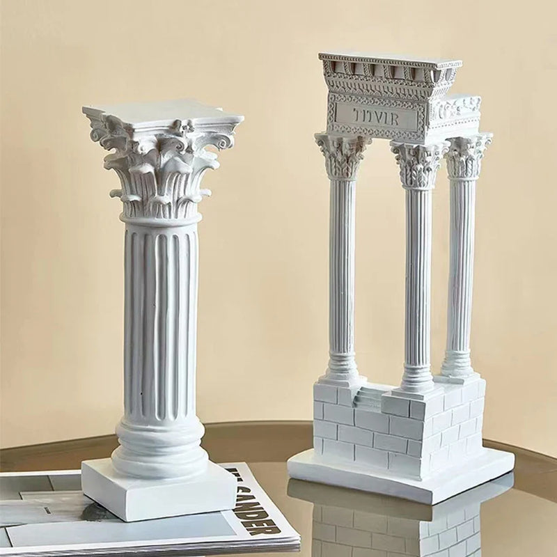 Afralia™ Roman Greek Pillar Sculpture Home Decor Plaster Resin Model Architecture