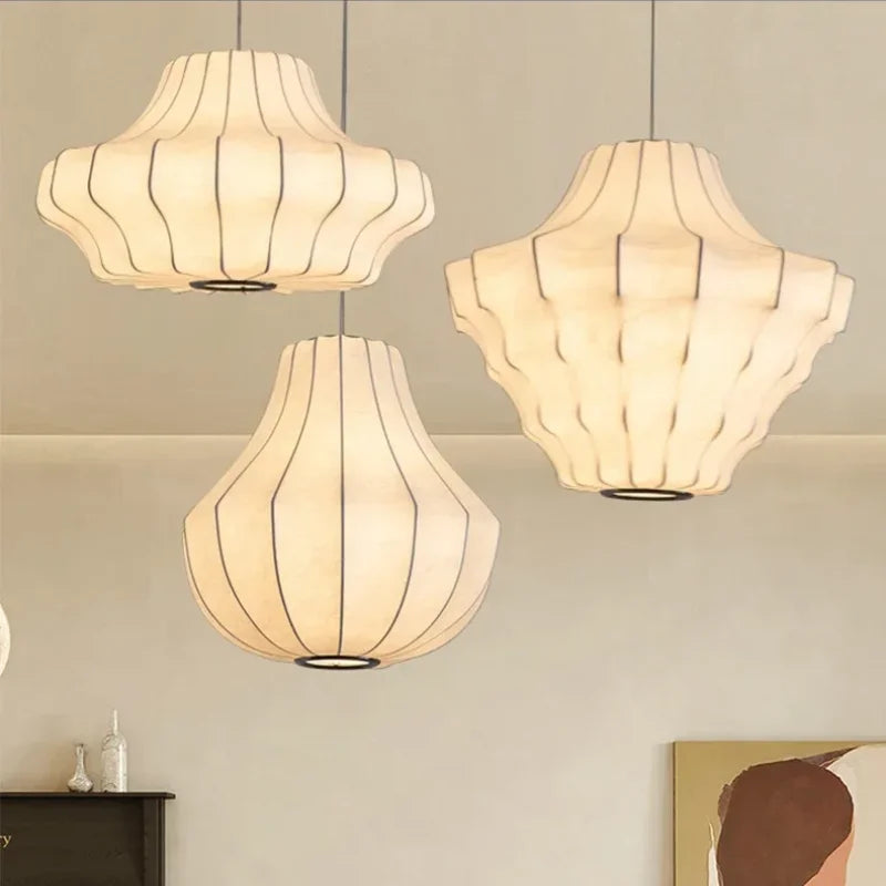 Afralia™ Silk Chandelier: Nordic Wabi Sabi Pendant Lighting for Home Decor