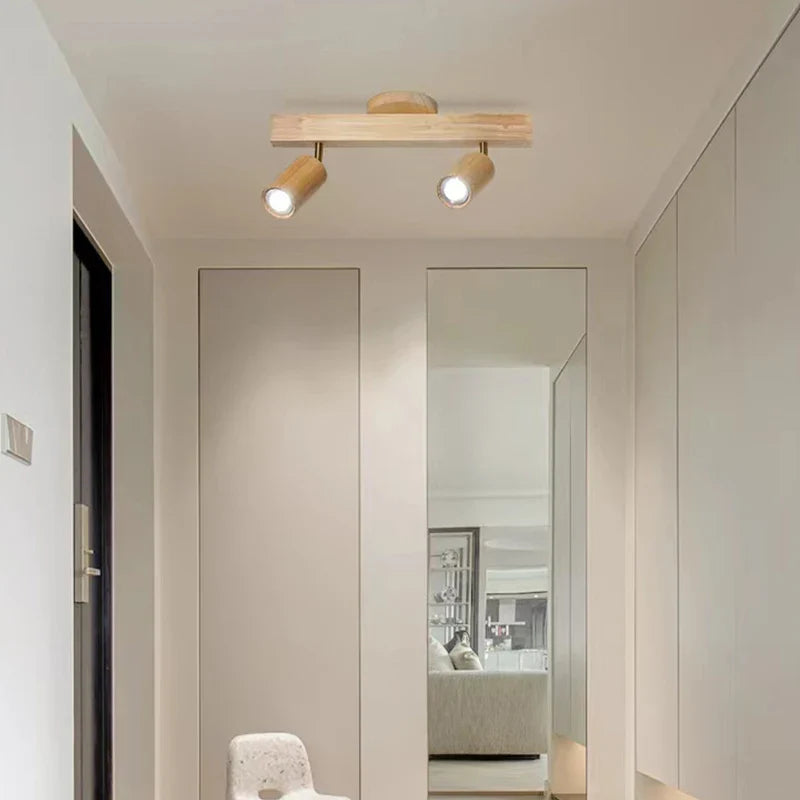 Afralia™ LED Ceiling Lamp: Modern Wood Design with Spotlight for Various Spaces