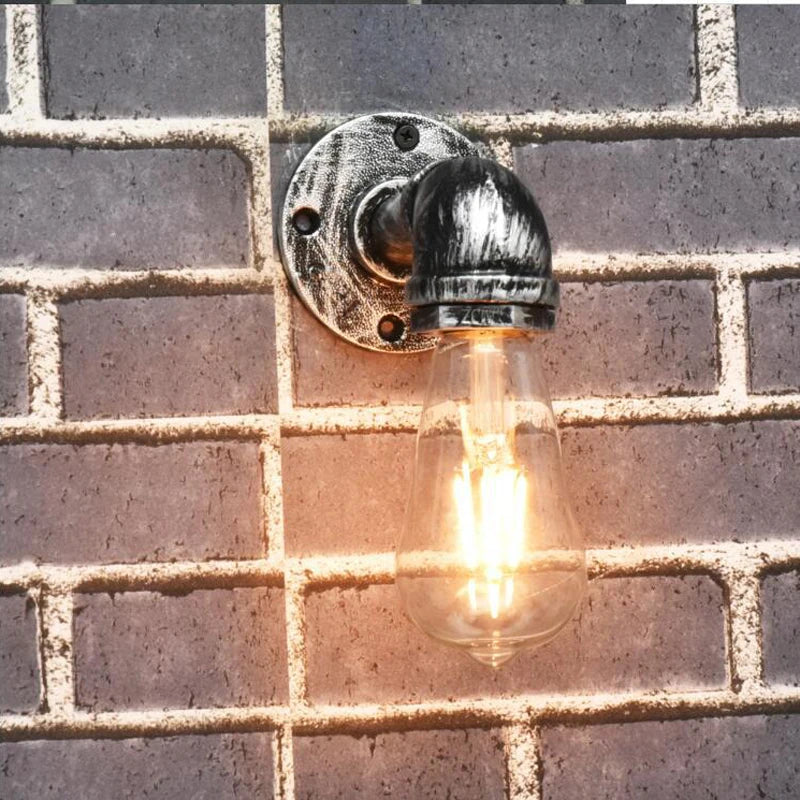 Afralia™ Industrial Iron Pipe Wall Sconce for Bedroom, Cafe, and Restaurant