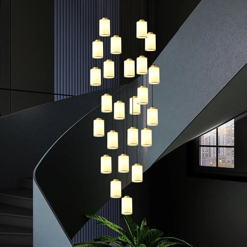 Afralia™ Stairwell Chandelier: Modern Spiral Design for Elegant Villa Hallway Lighting