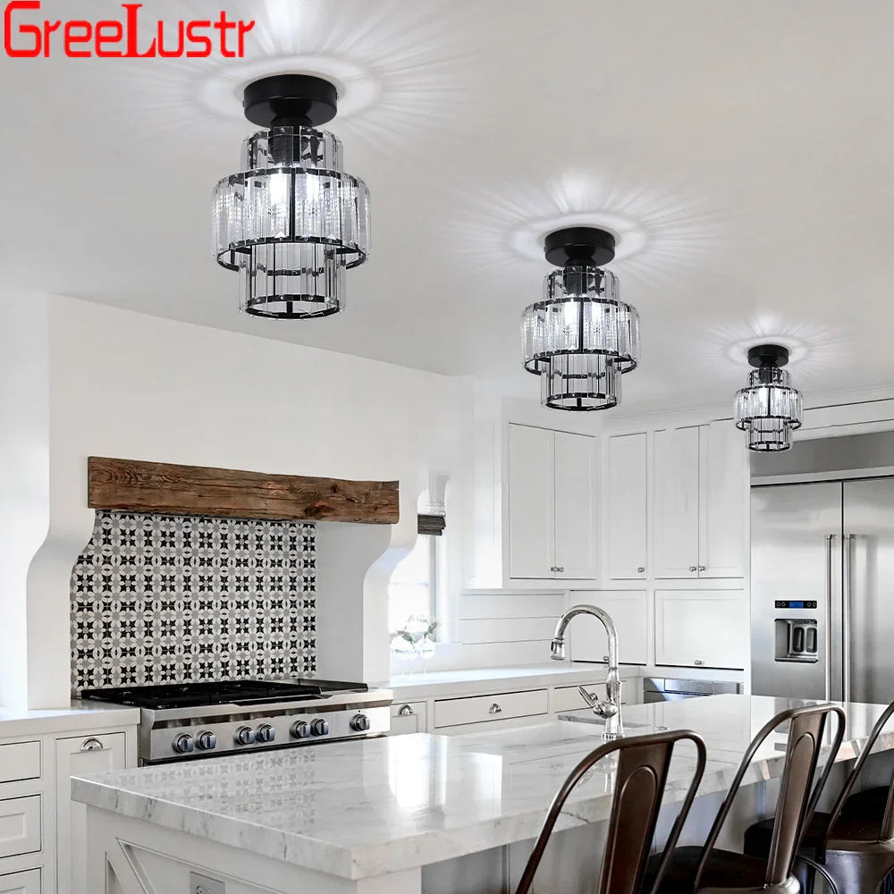 Afralia™ Modern Crystal Chandelier Flush Mount Ceiling Light for Bedroom Hallway Office