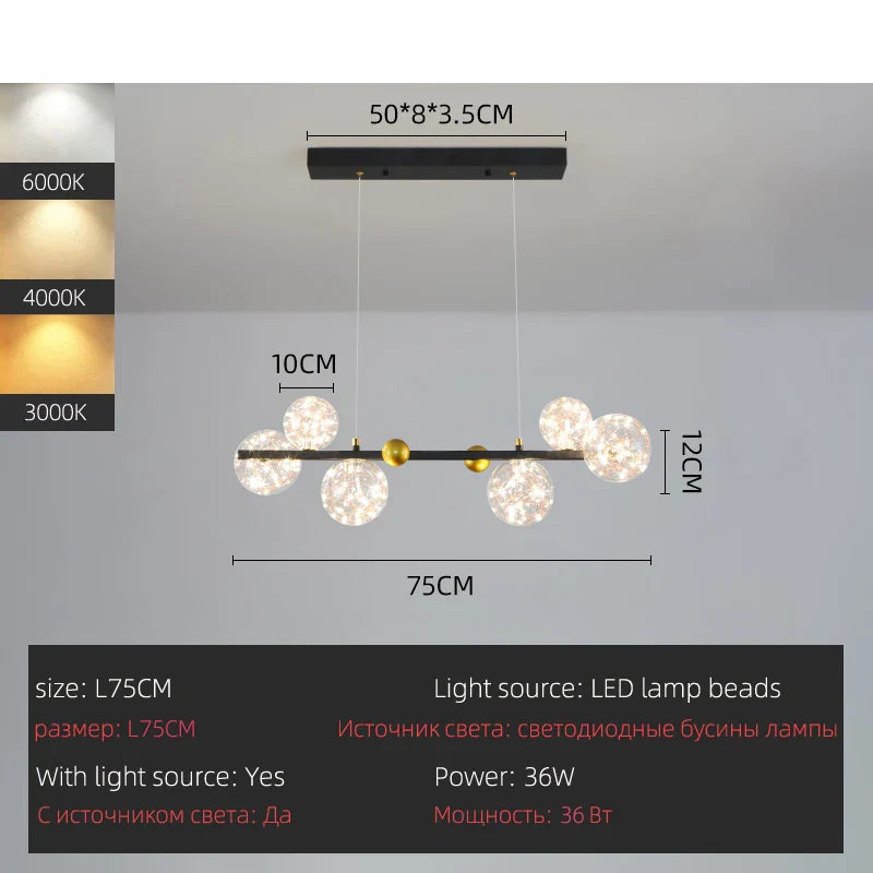 Afralia™ LED Glass Bulb Pendant Light: Modern Round Design, Gold/Black, Gypsophila String