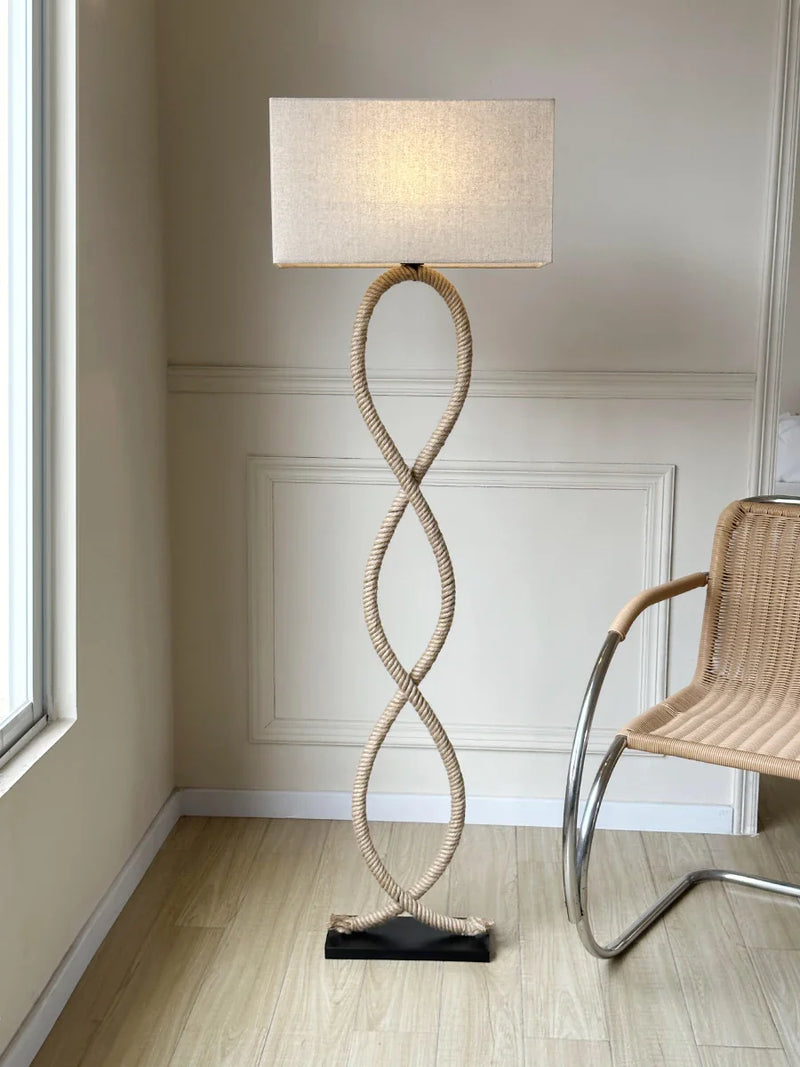 Afralia™ Hemp Rope Fabric Shade LED Floor Lamp for Home Decor