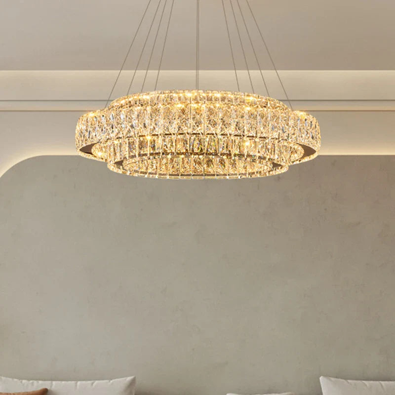 Afralia™ Crystal Luxury Ring Chandelier LED Ceiling Pendant Light Fixture