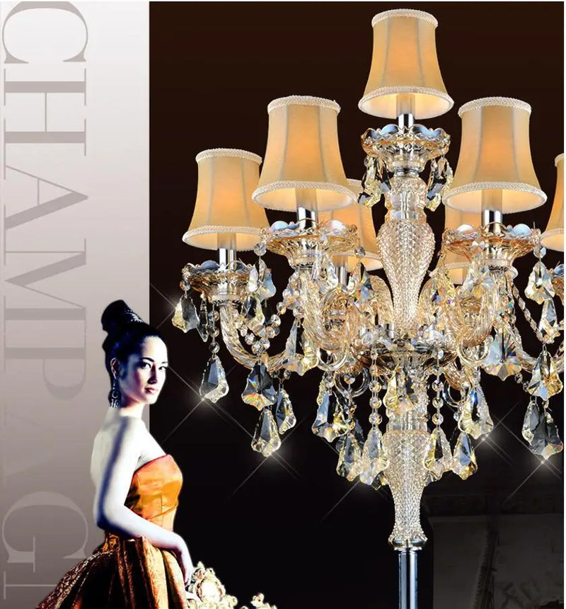 Afralia™ Crystal Chandelier Floor Lamp for Elegant Living Room Decor