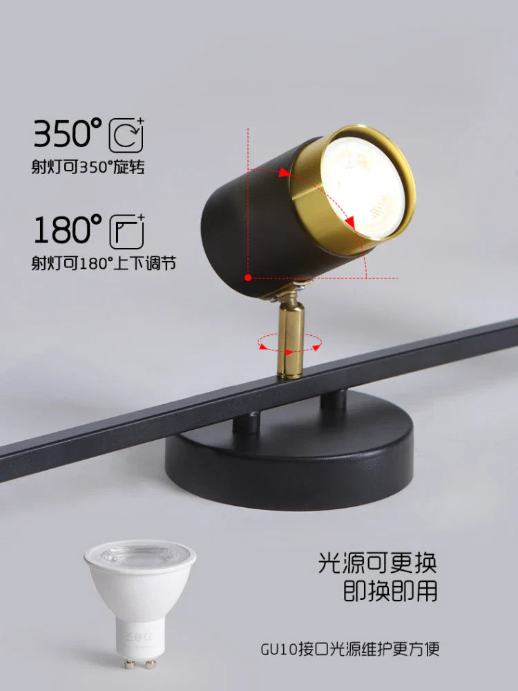 Afralia™ Modern Black LED Ceiling Chandelier Spotlight for Living Room, Bedroom, Dining - Light Fixtures