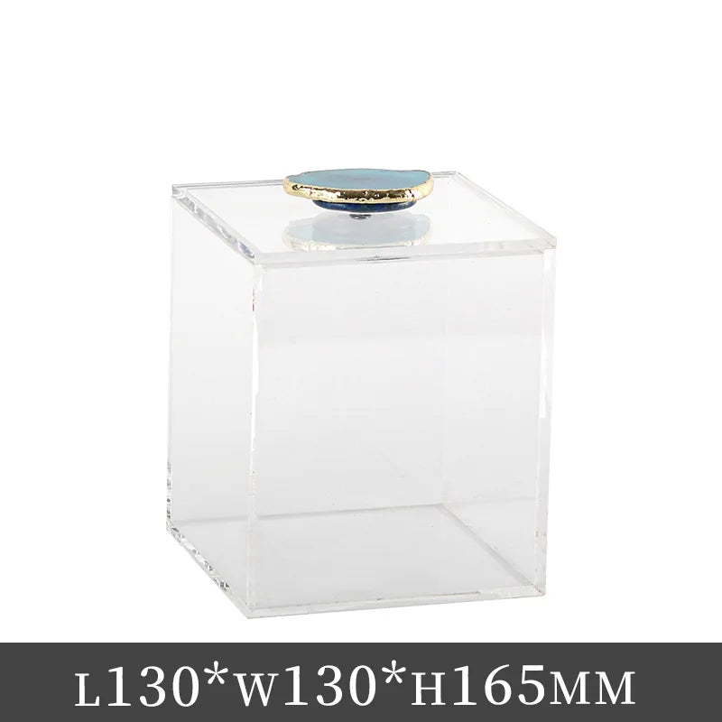 Afralia™ Clear Acrylic Agate Crystal Jewelry Display Box Dustproof Room Decor Holder