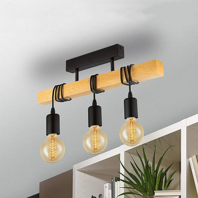 Afralia™ Wood Chandelier Light: Solid Wooden Ceiling Pendant for Dining, Living Room & Restaurant