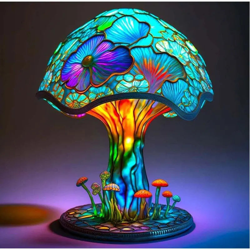 Afralia™ Resin Mushroom Desk Lamp Series: Vintage Stained Retro Night Light for Bedroom