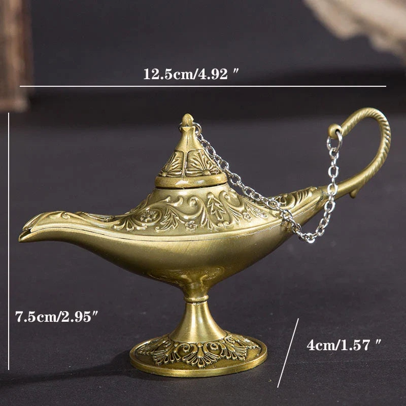 Afralia™ Vintage Aladdin Genie Lamp Incense Burner Retro Home Decor Gift