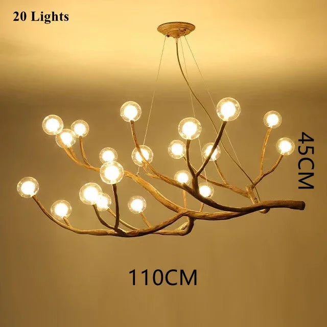 Afralia™ Retro LED Chandelier: Tree Branch Art Ceiling Pendant Lights for Living Bedroom