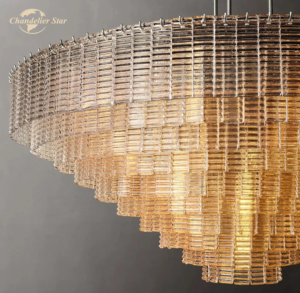 Afralia™ Sirene Clear Glass LED Chandelier - Modern Round Glass Hanging Lights