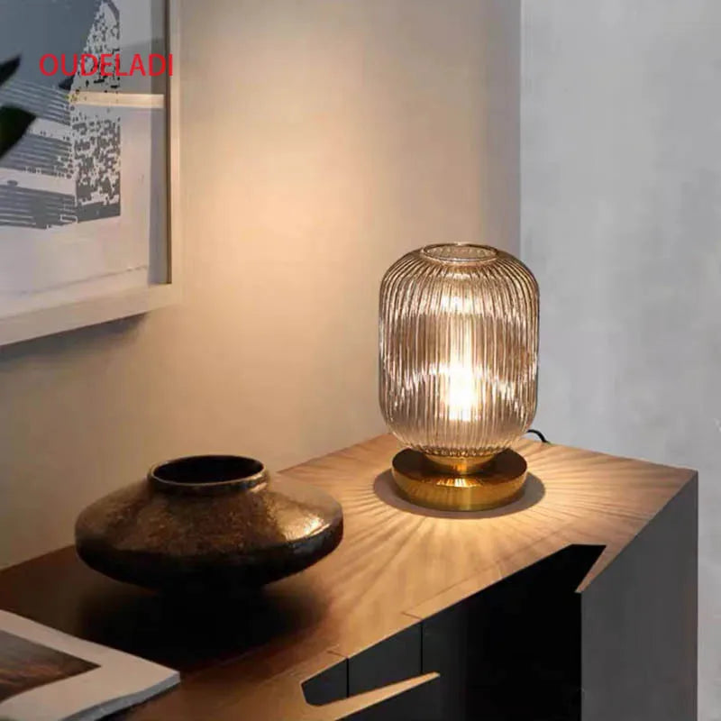Afralia™ Pumpkin Glass Table Lamps for Study Bedroom, Modern Living Room Decor