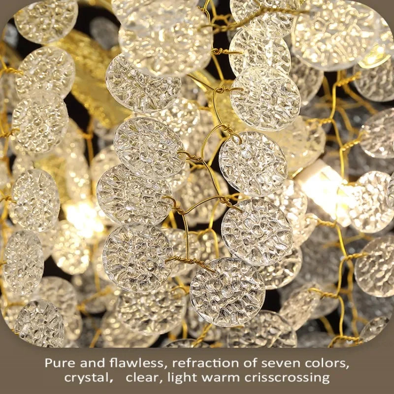 Afralia™ Gold Money Tree Crystal Chandelier for Bedroom Living Dining Room Luxury Lighting