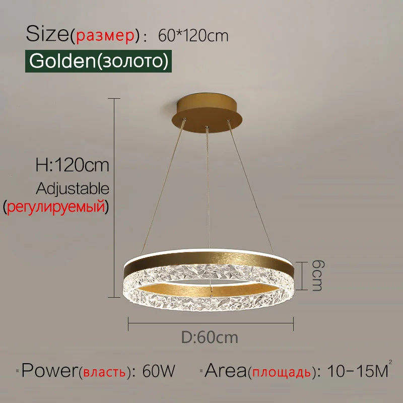 Afralia™ Crystal Ring LED Pendant Light - Modern Home Lighting for Bedroom and Restaurant