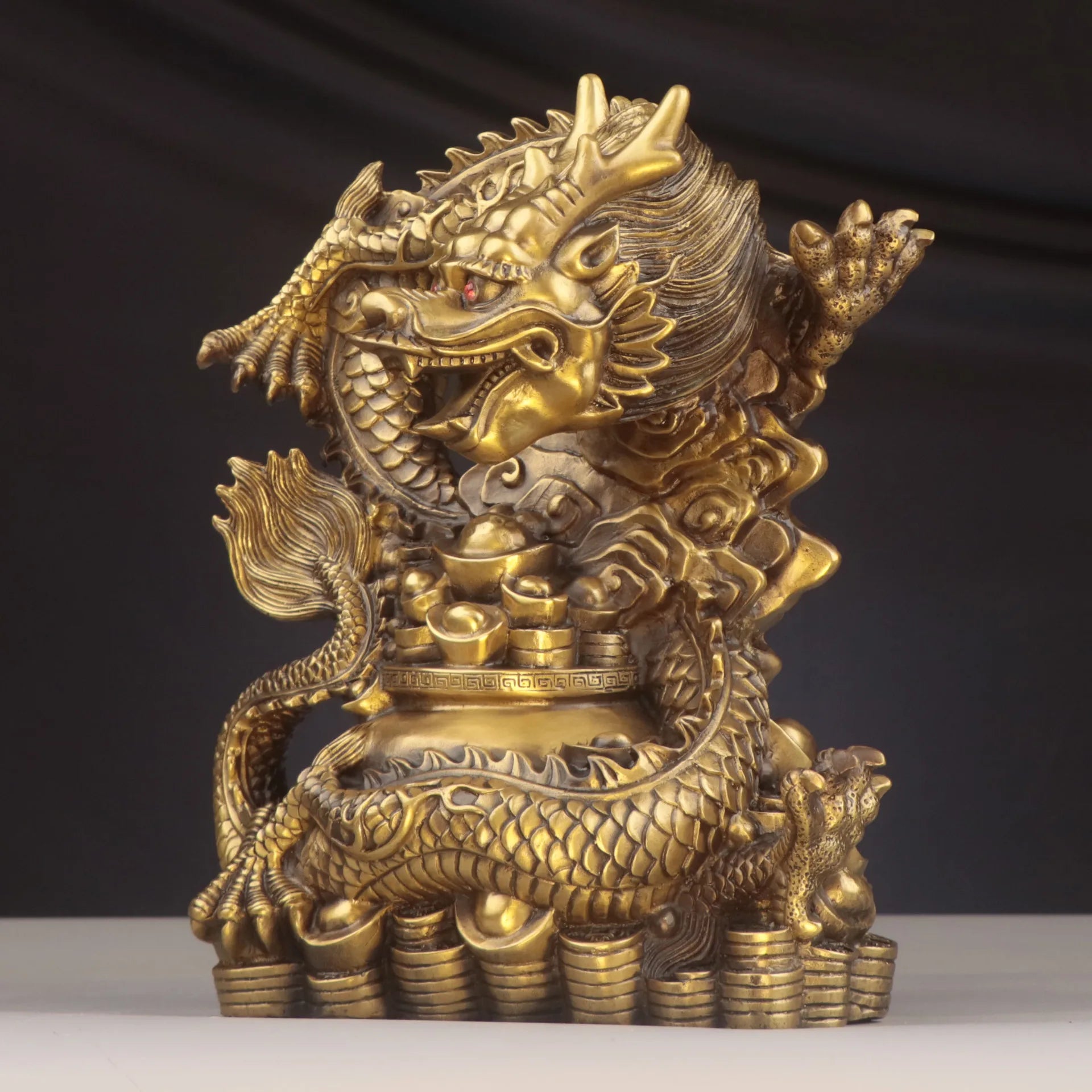 Afralia™ Dragon Zodiac Pure Copper Bowl Ornament for Home Decor