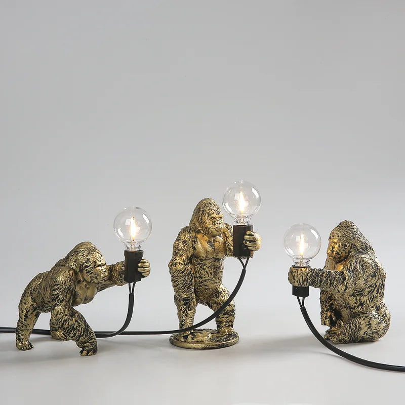 Afralia™ Gorilla Night Light Indoor Decor Resin Small Lamp