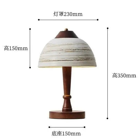 Afralia™ Retro Solid Wood Personality Ceramic Desk Lamp Medieval Antique Bed Headlamp