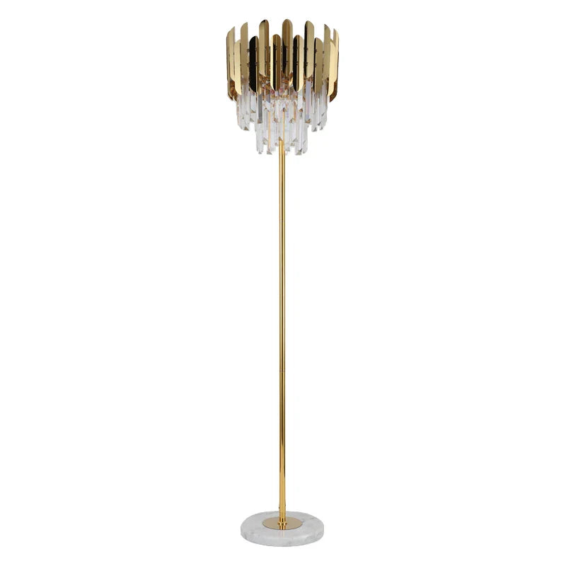 Afralia™ Crystal Gold Floor Lamp for Bedroom & Living Room - Modern Luxury LED Light