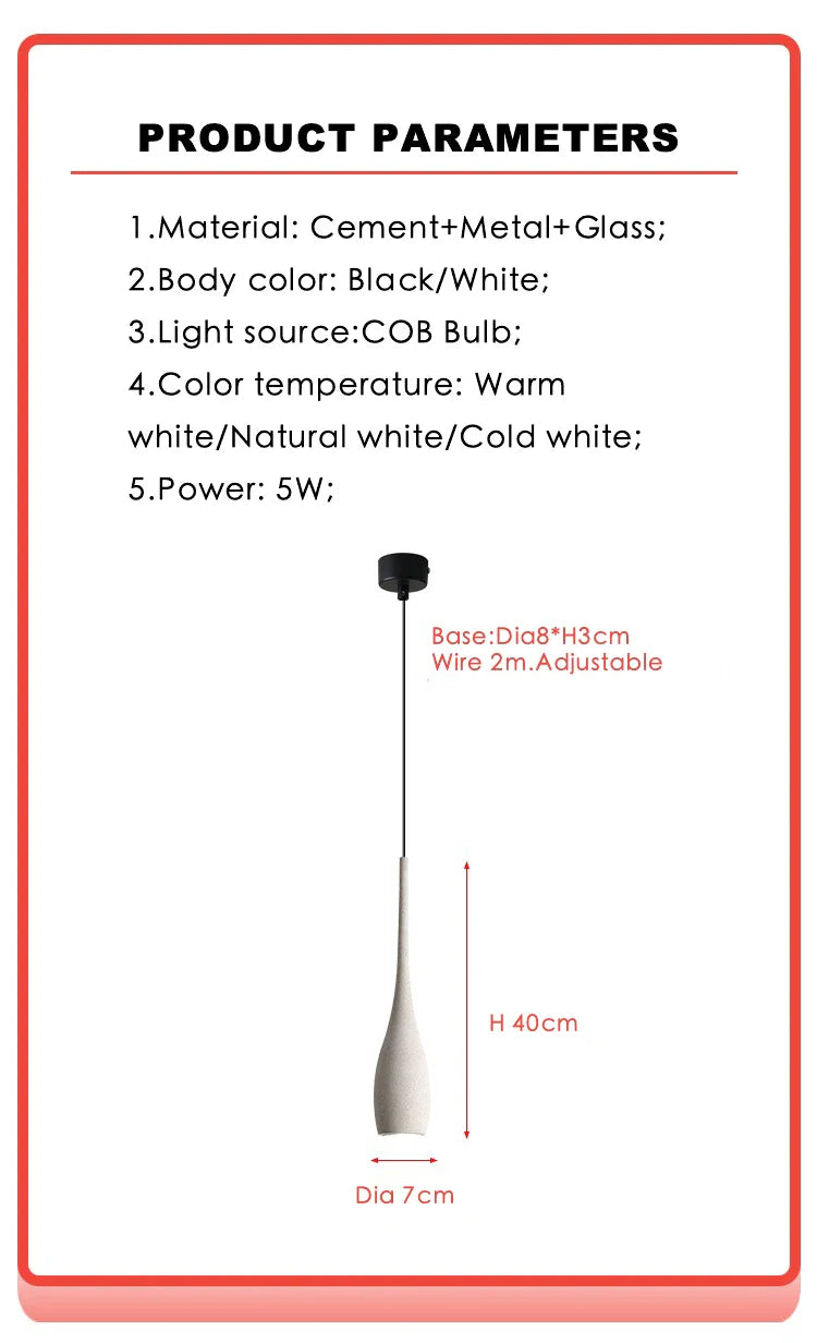 Afralia™ Cement Pendant Light LED Industrial Retro Ceiling Lamp Hanging Lights