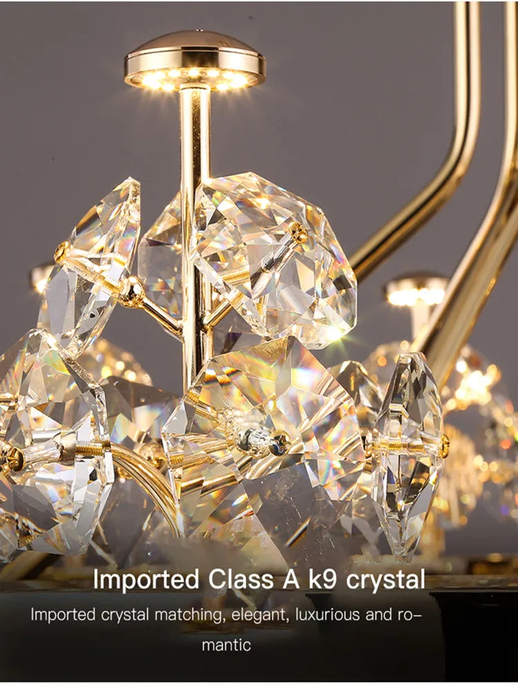 Afralia™ Luxury Crystal Ceiling Chandelier for Living Room Bedroom Villa Lighting