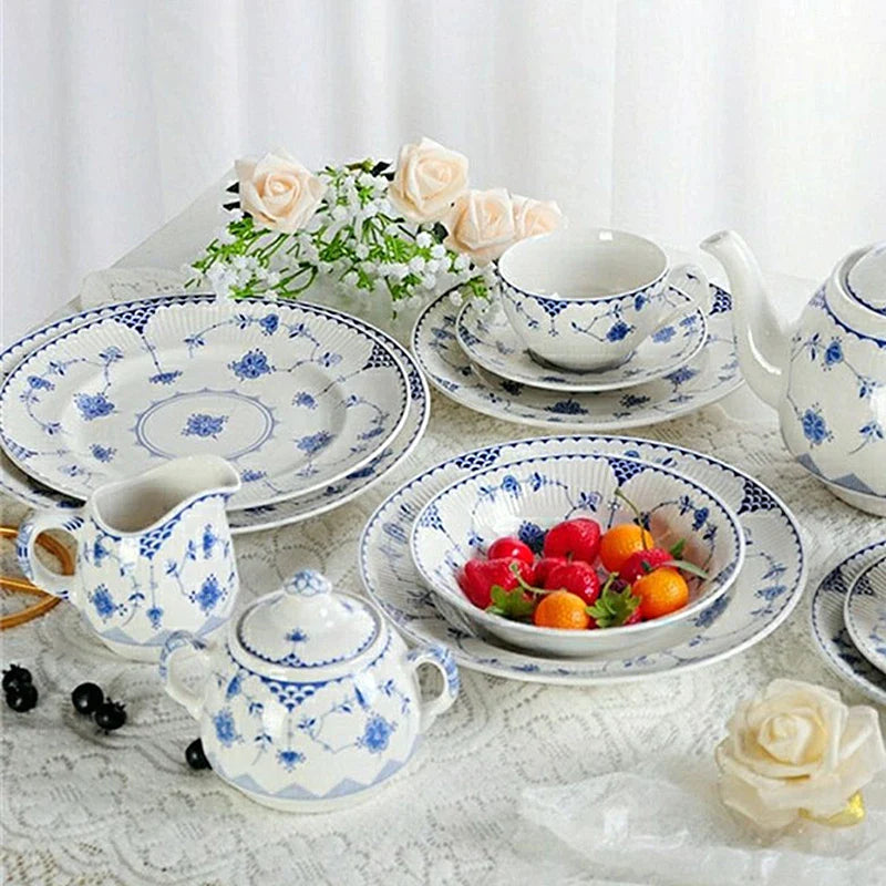 Afralia™ Ceramic Coffee Set: Cup, Saucer, Sugar Bowl, Milk Jug, Plate - Kitchen & Home Essentials