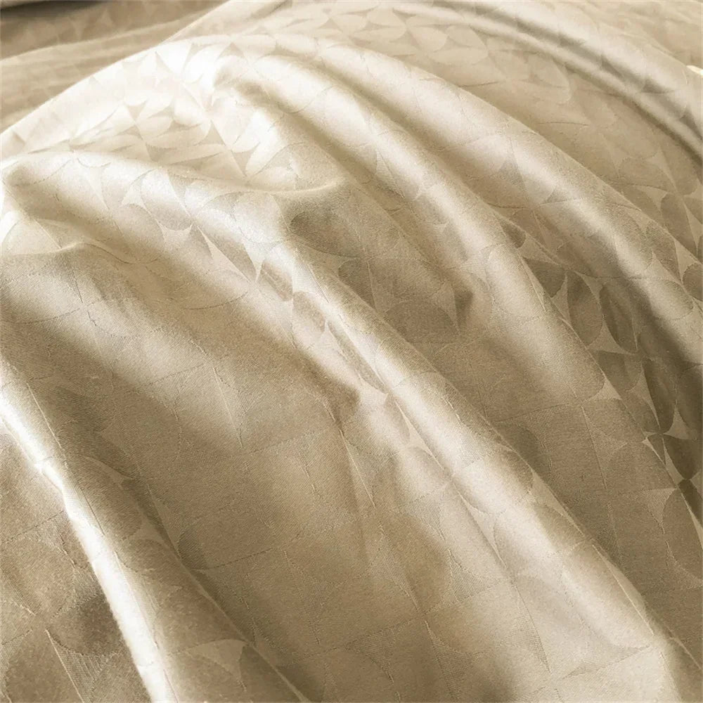 Afralia™ Nordic Light Tan Egyptian Cotton Jacquard Bedlinens Set for Ru Europe Queen King Size