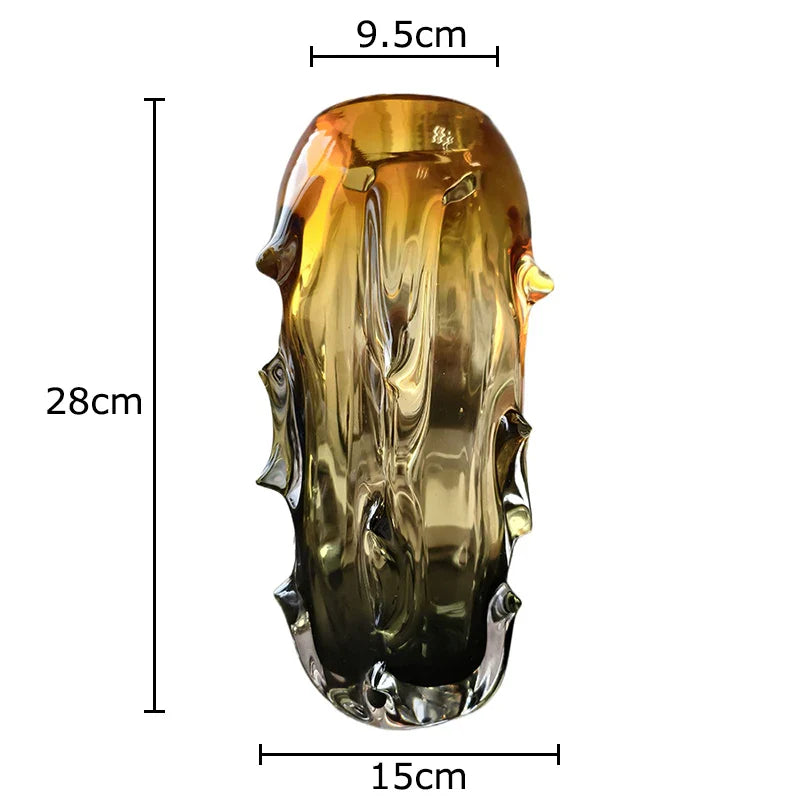 Afralia™ Amber Glass Vase for Modern Home Decor & Flower Arrangement