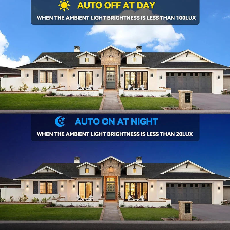 Afralia™ Outdoor LED Wall Light Dusk to Dawn Sensor Matte Black Waterproof Sconce