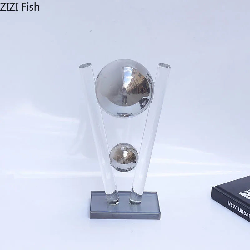 Afralia™ Crystal Sphere Sculpture: Minimalist Decorative Abstract Craft for Modern Home - Geometric Design
