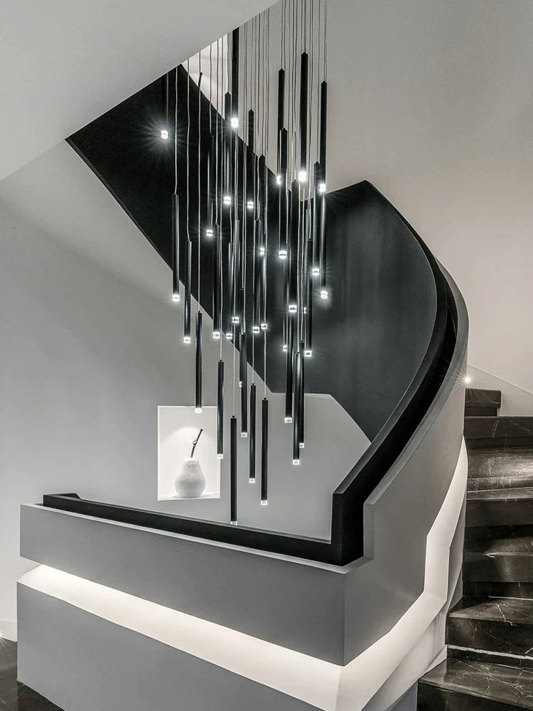 Afralia™ Nordic Black Villa Spiral Staircase Pendant Lights for Living Room & Cafe